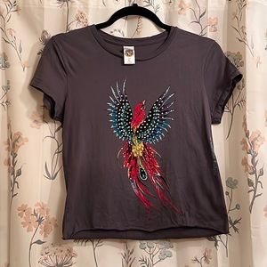 Bedazzled Ed Hardy Parrot DIY cropped tee